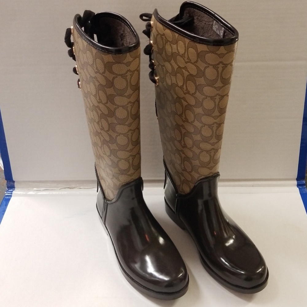 Coach Brown Logo Rainboots US Size 7B (Normal Fit)